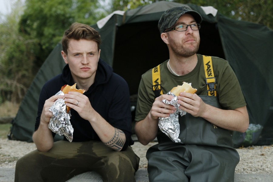 Corin and Rob enjoying the breakfast baguettes