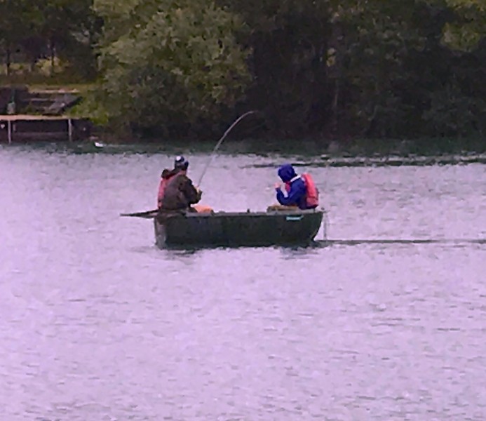 James Hayden out in the boat doing battle with a monster.