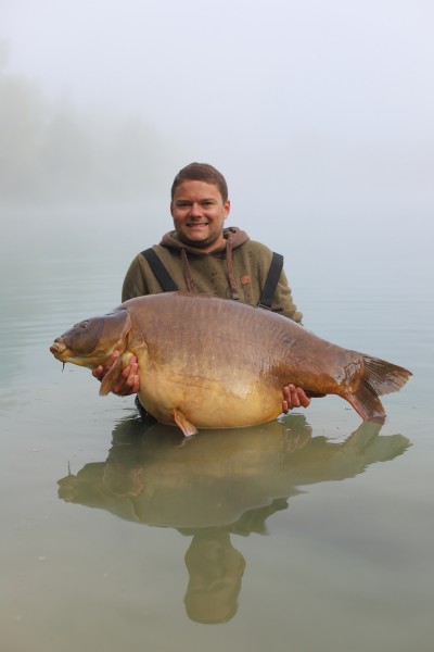 Sam with Ziggy in the mist