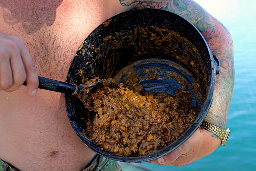Danny used a pellet and boil 'soup' to get the fish grubbing around.
