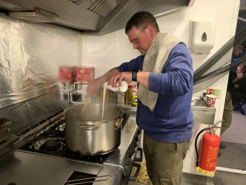 Andy cooking up a storm in the kitchen