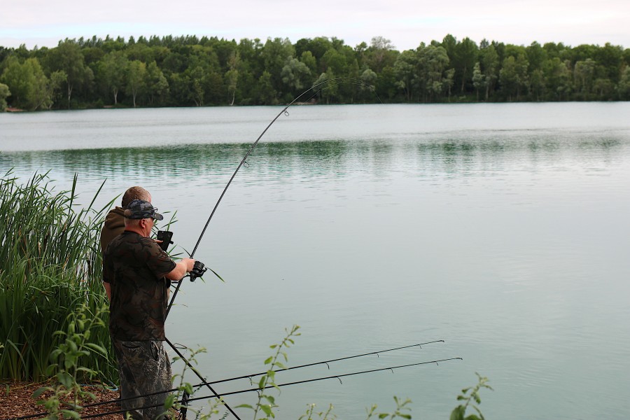 Andy in action with a good bend in the rod in Stock Pond.............