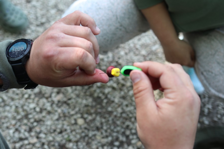 James Rix with a Baiting needle to the thumb.
