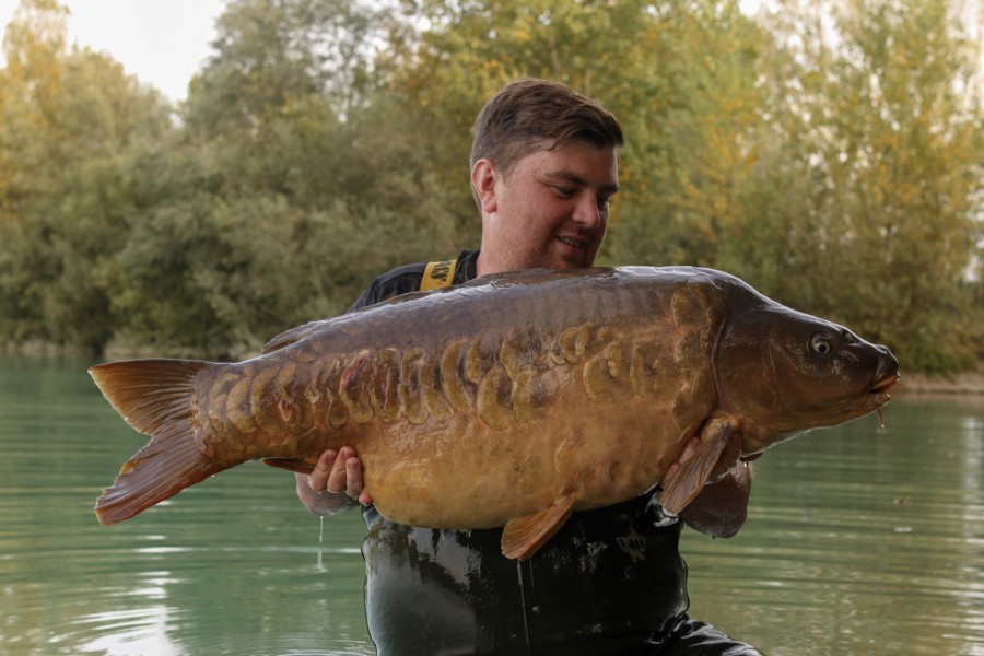 Greg with his birthday gift, Apple Slices 50lb 4oz