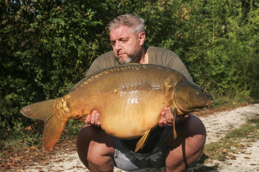 James Humble with his birthday gift, Violet 41lb 4oz