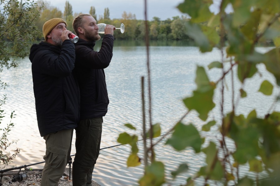 Tom and Spencer enjoying a drink
